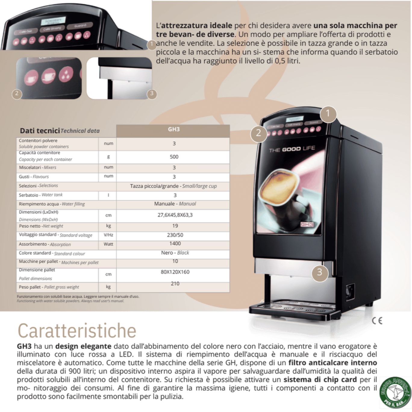 Distributore Orzo e Ginseng 3 Gusti GH3